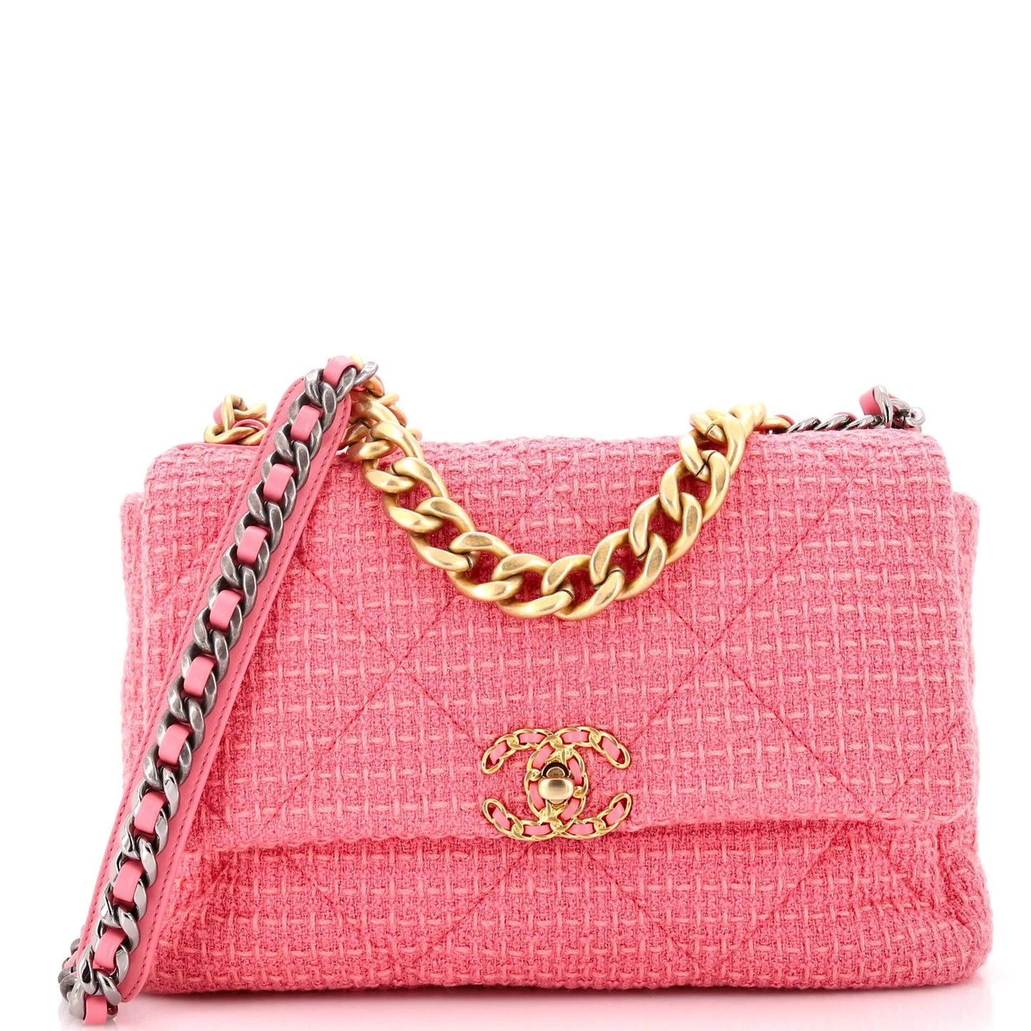 Chanel 19 Flap Bag Quilted Tweed Large