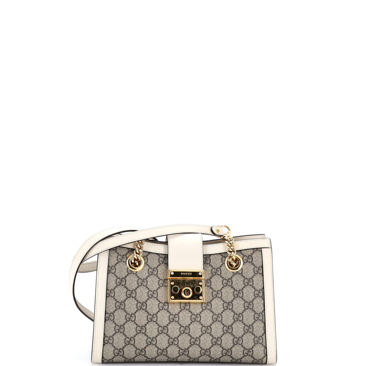 Gucci Padlock Chain Tote GG Coated Canvas with Leather Small