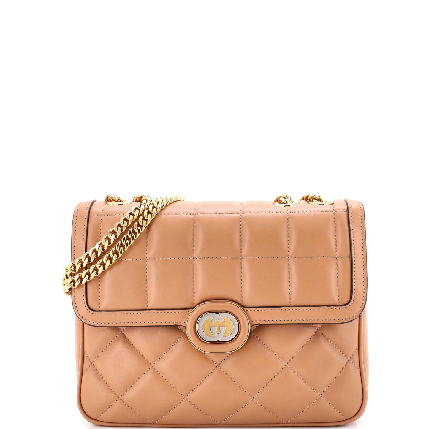 Gucci Deco Chain Flap Bag Mixed Matelasse Leather Small