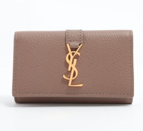 Saint Laurent YSL logo Leather Key case Beige