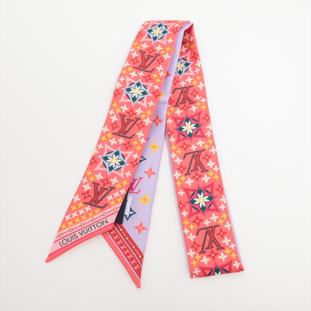 Louis Vuitton M77684 Bandeau BB flowers Forever IS1252 Scarf Silk pink x purple