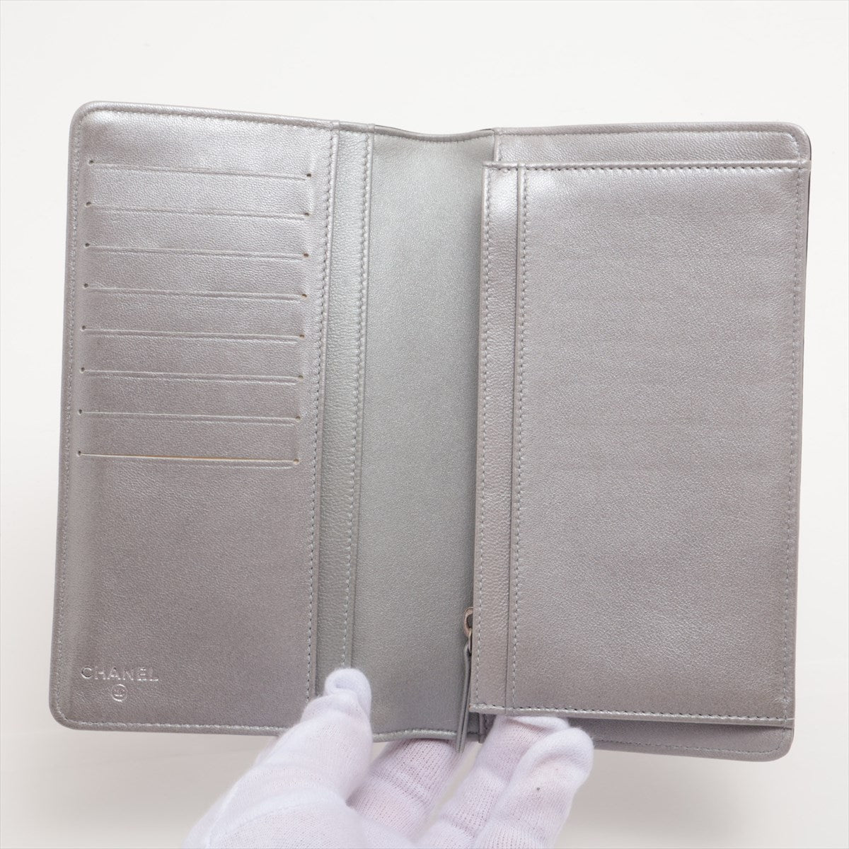 Chanel Camelia Lambskin Wallet Black Silver Metal Fittings 16160212