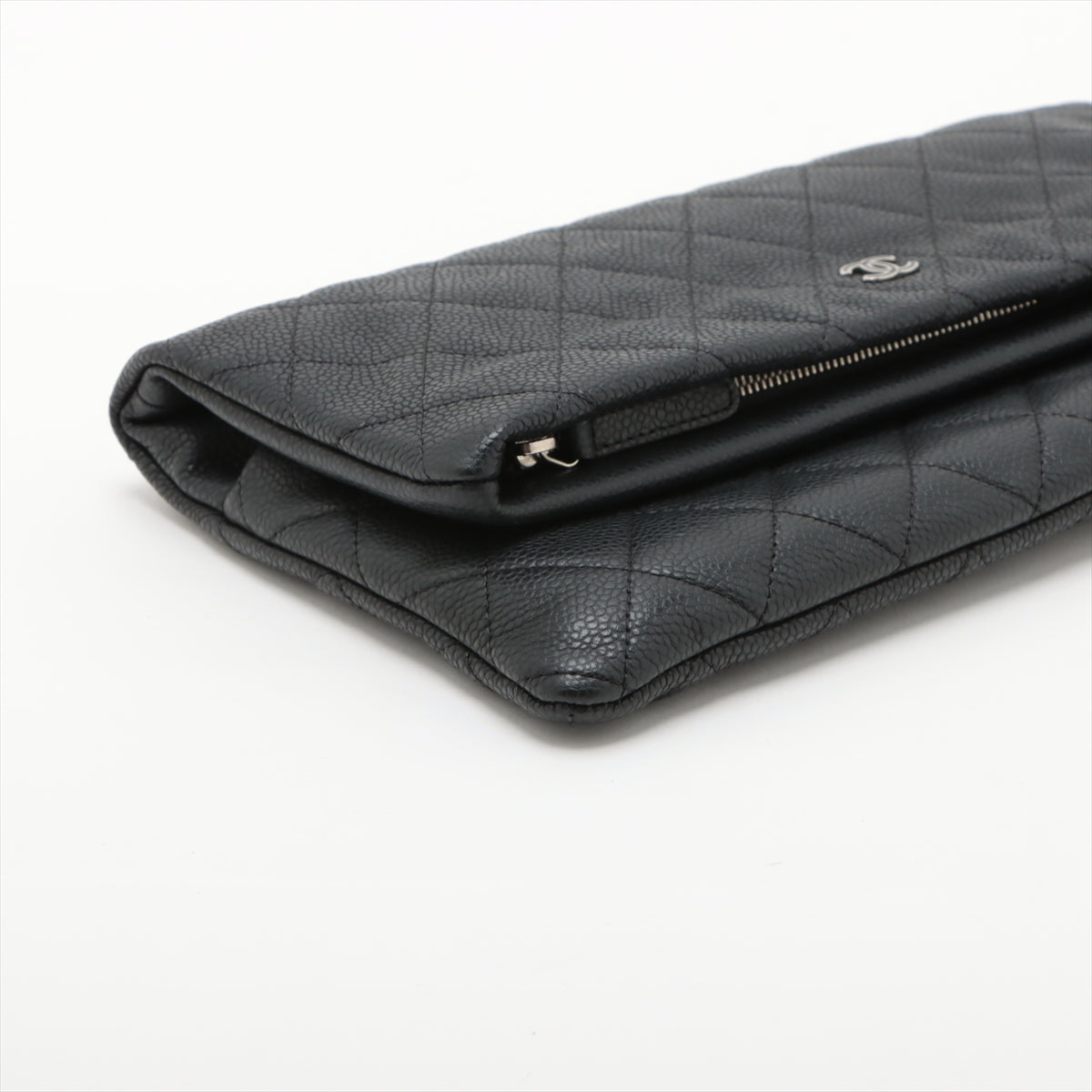 Chanel Matelasse Caviar Skin Clutch bag Black Silver Metal Fittings 20697912