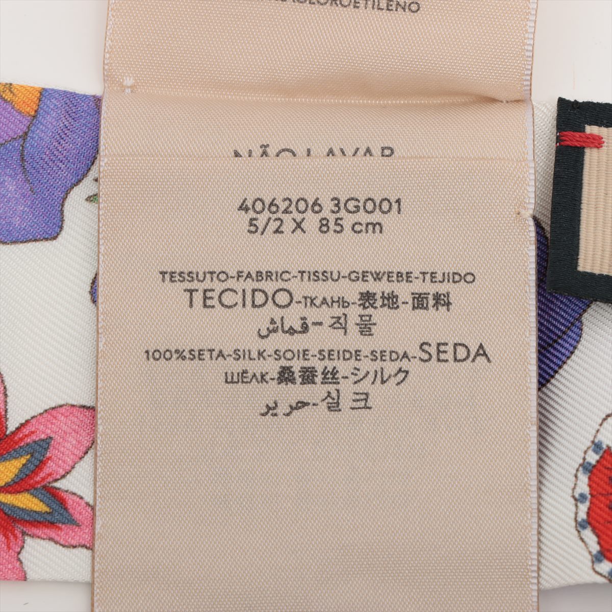 Gucci 406206 Neck Bow Scarf Silk Black × White