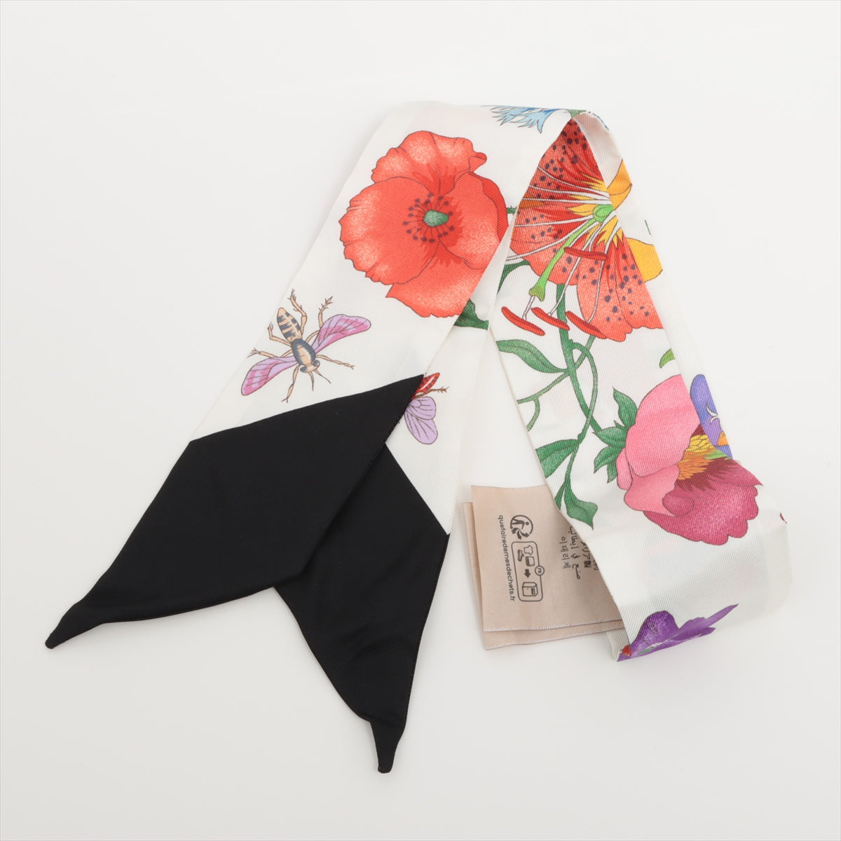 Gucci 406206 Neck Bow Scarf Silk Black × White
