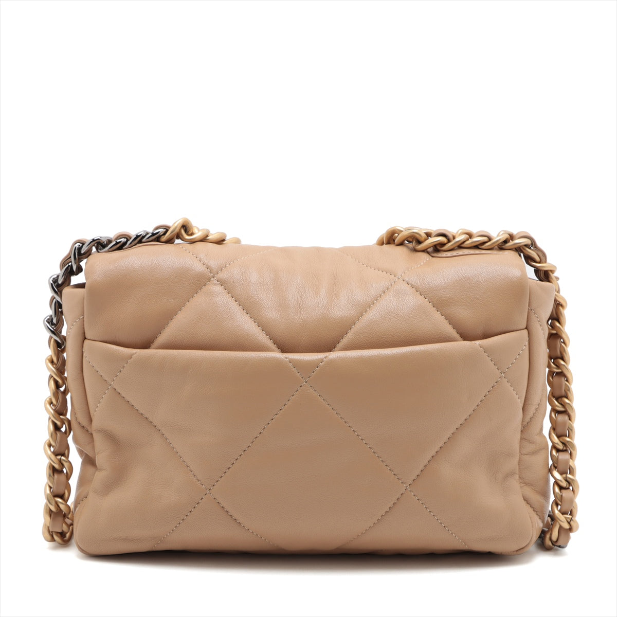 Chanel CHANEL 19 Leather Chain Shoulder Bag Beige Gold x Silver Metal Fittings 29301479 AS1160