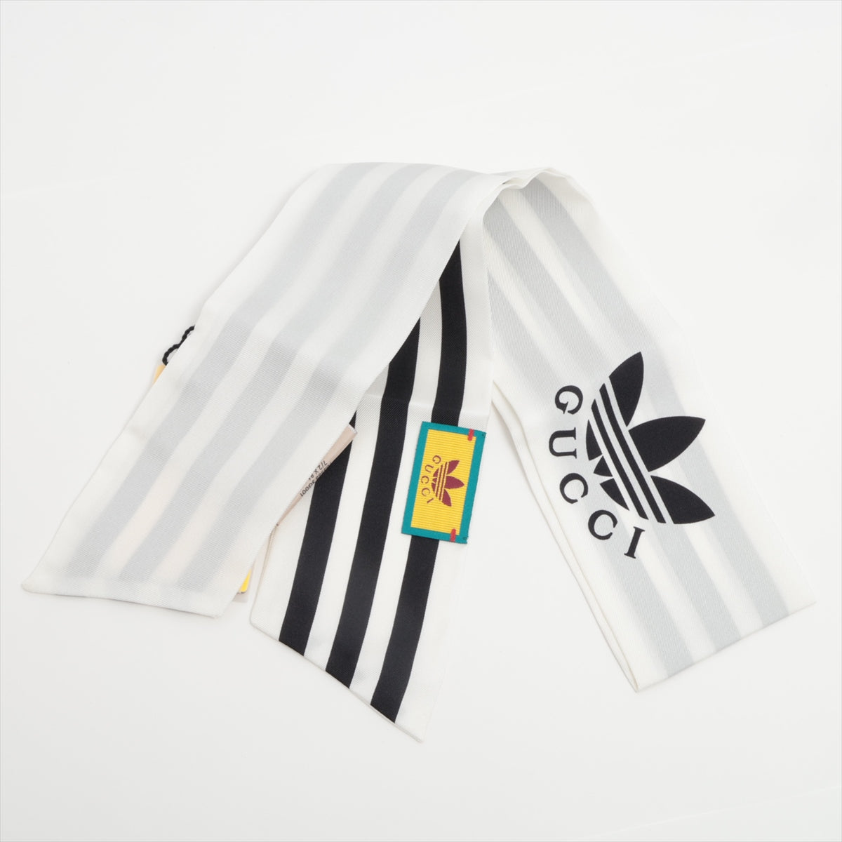 Gucci x Adidas Logo Scarf Silk Black × White Tsure tie scarf stripes