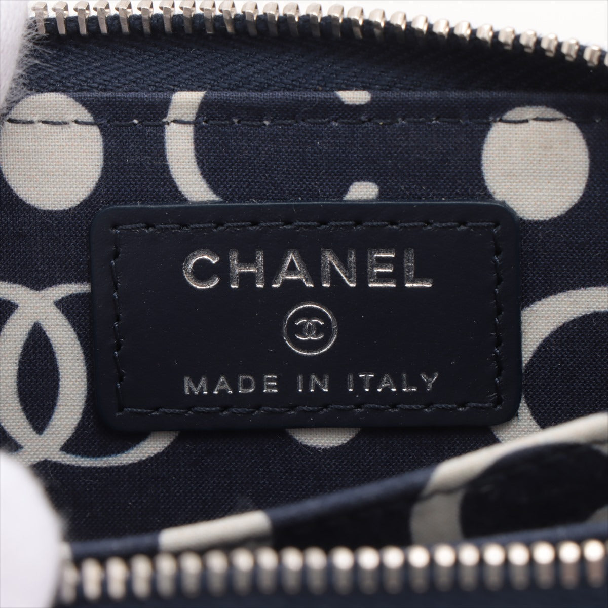 Chanel Matelasse Caviar Skin Coin Purse Navy Blue Silver Metal Fittings