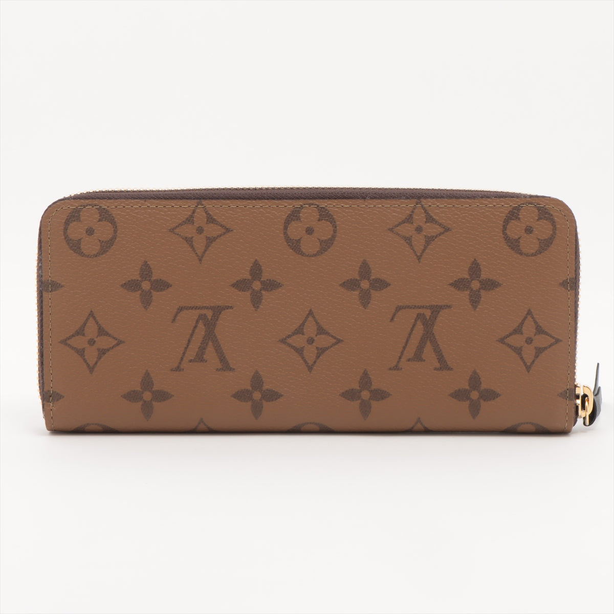 Louis Vuitton monogram reverse Portofeuille Clemence Brown Zip Round Wallet