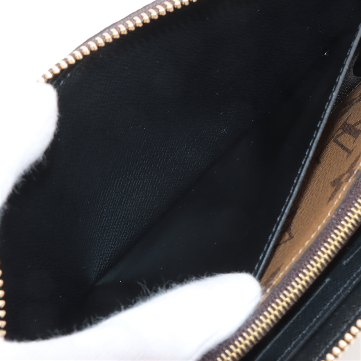 Louis Vuitton monogram reverse Portofeuille Clemence Brown Zip Round Wallet