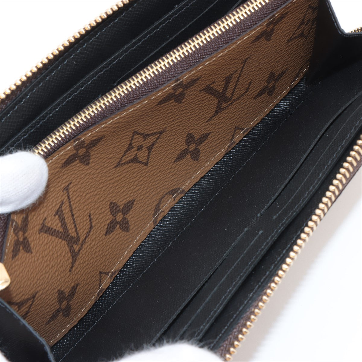 Louis Vuitton monogram reverse Portofeuille Clemence Brown Zip Round Wallet