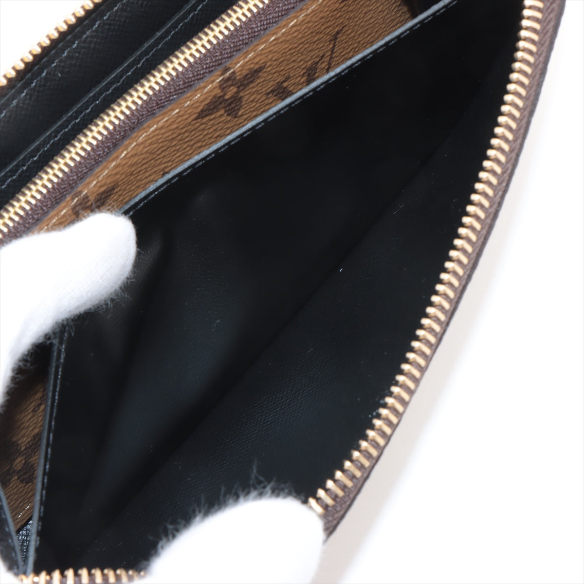 Louis Vuitton monogram reverse Portofeuille Clemence Brown Zip Round Wallet