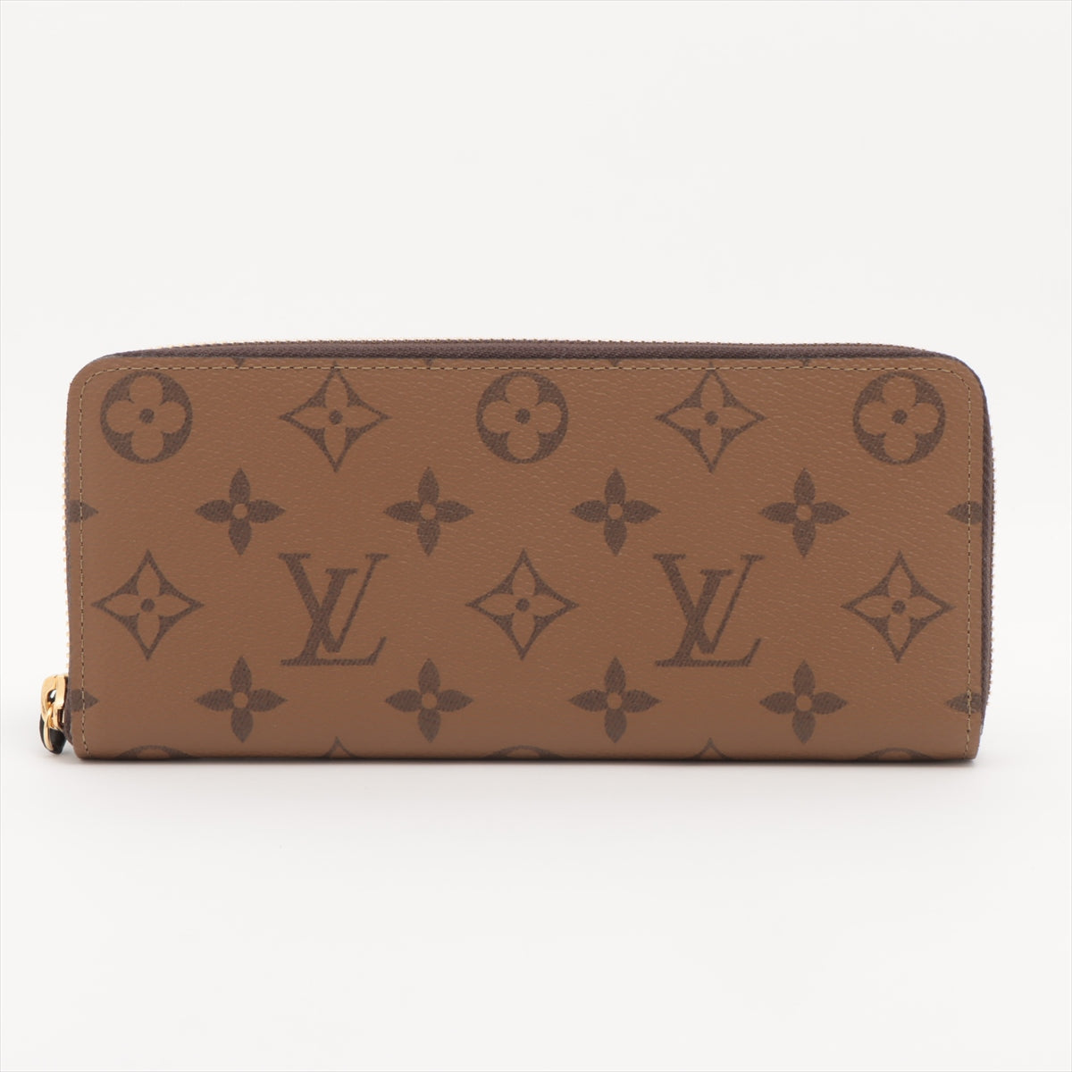 Louis Vuitton monogram reverse Portofeuille Clemence Brown Zip Round Wallet