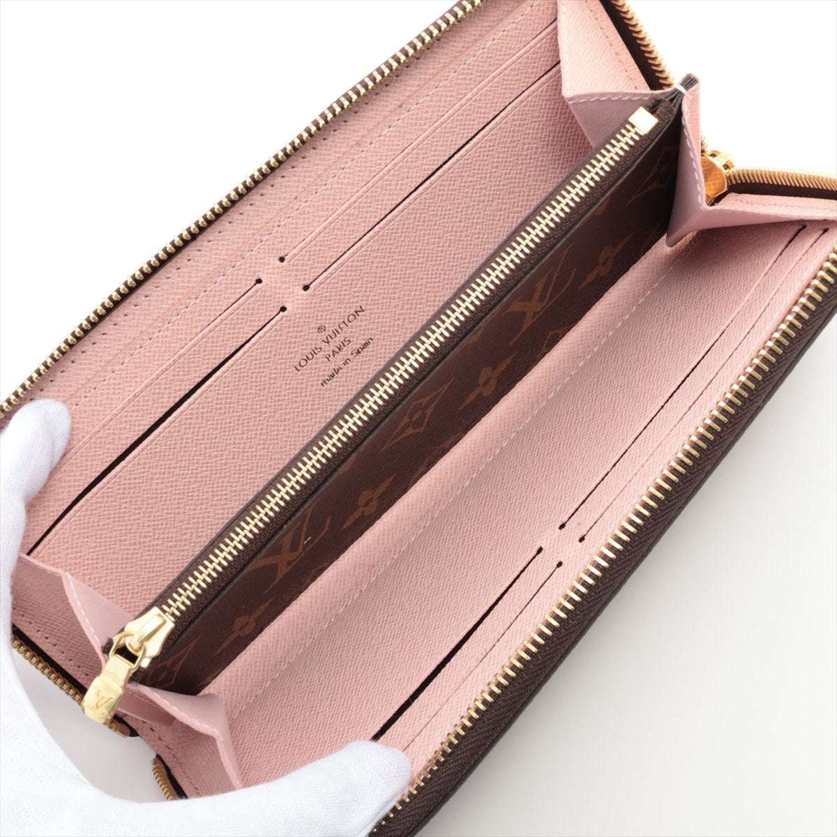 Louis Vuitton Monogram Portofeuille Clemence M60742 Fuschia Zip Round Wallet