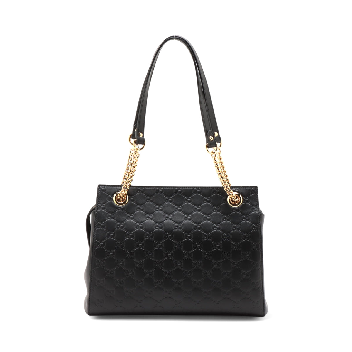 Gucci Guccissima Leather Chain Tote Bag Black 453773