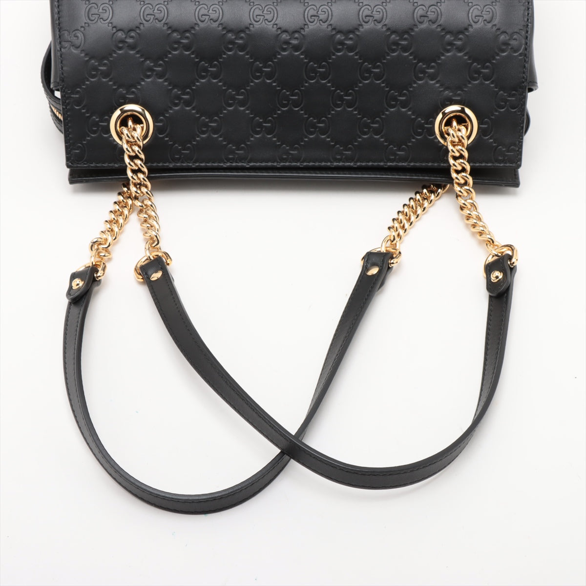 Gucci Guccissima Leather Chain Tote Bag Black 453773