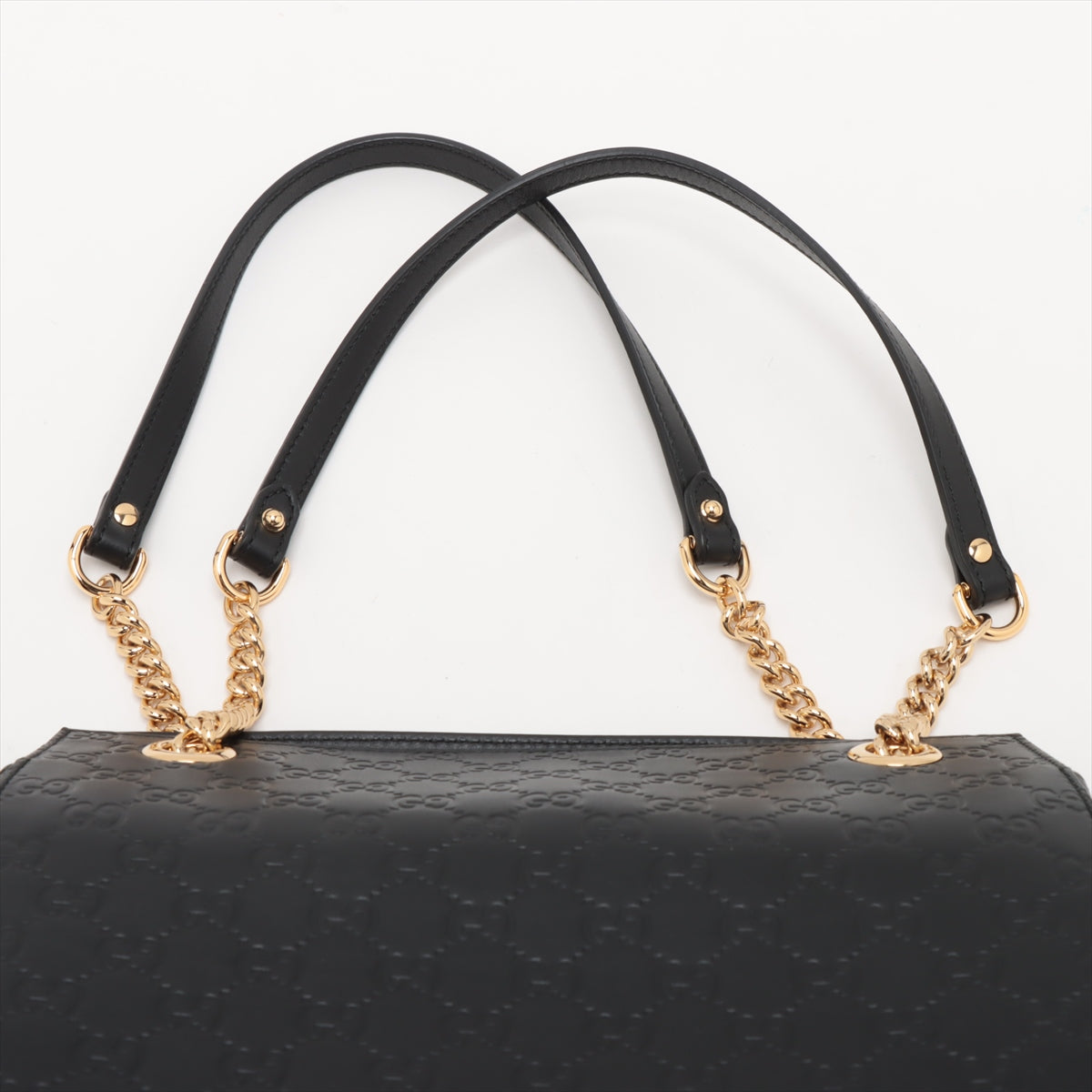 Gucci Guccissima Leather Chain Tote Bag Black 453773