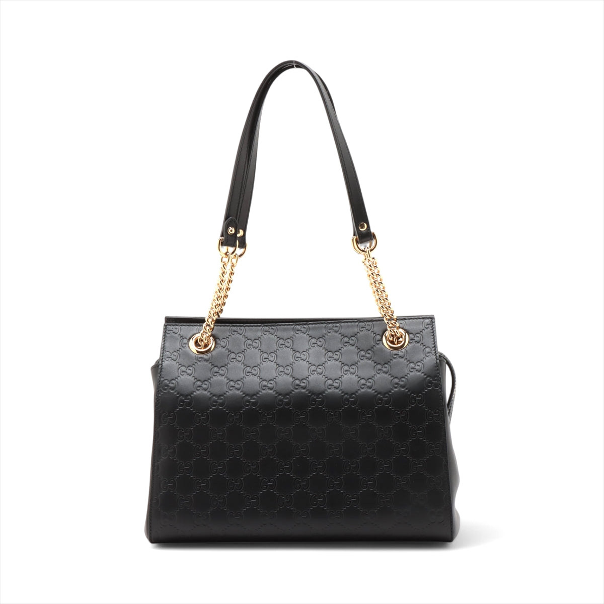 Gucci Guccissima Leather Chain Tote Bag Black 453773