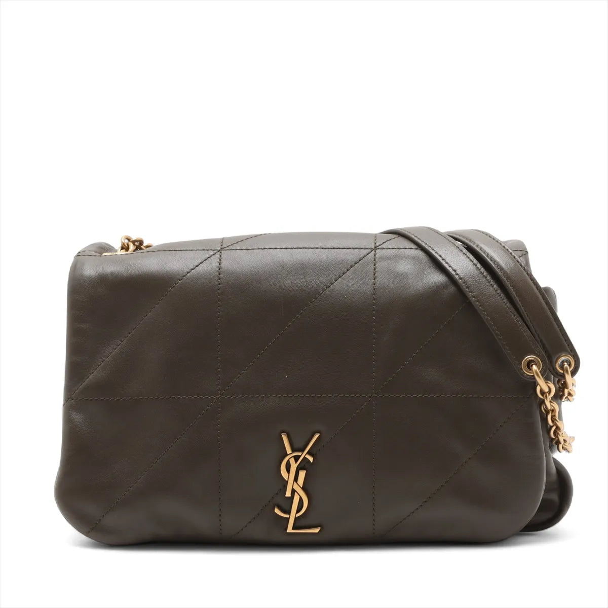 Saint Laurent Paris Jamie Leather Chain Shoulder Bag Khaki 763475