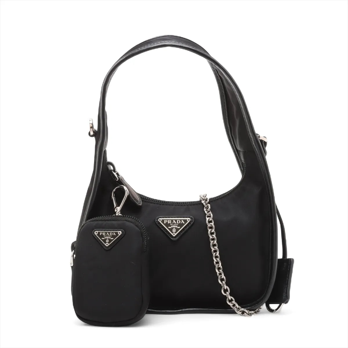 Prada Tessuto nylon x leather 2 Way Shoulder Bag Black 1BC114