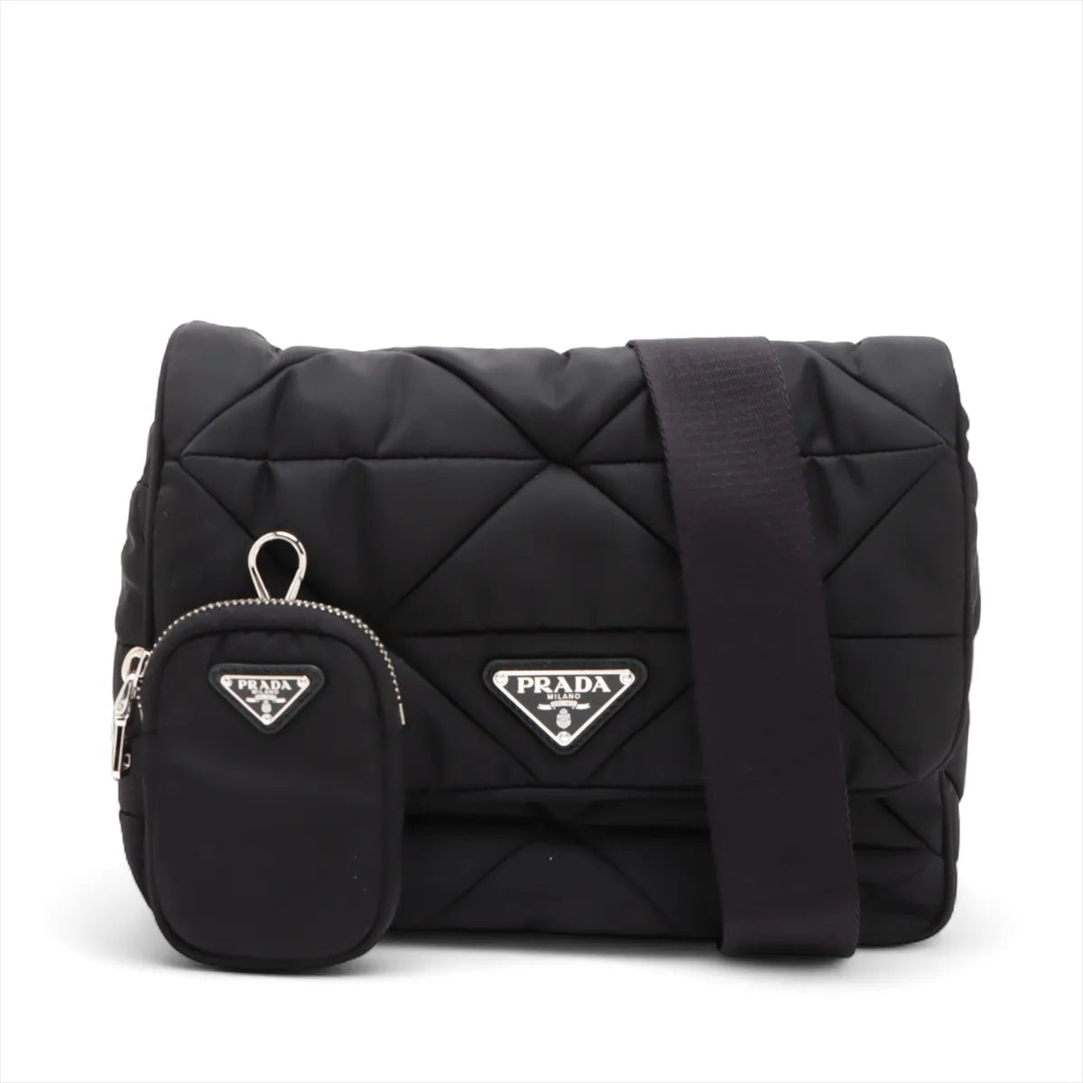 Prada Tessuto Quilt nylon x leather Shoulder bag Black