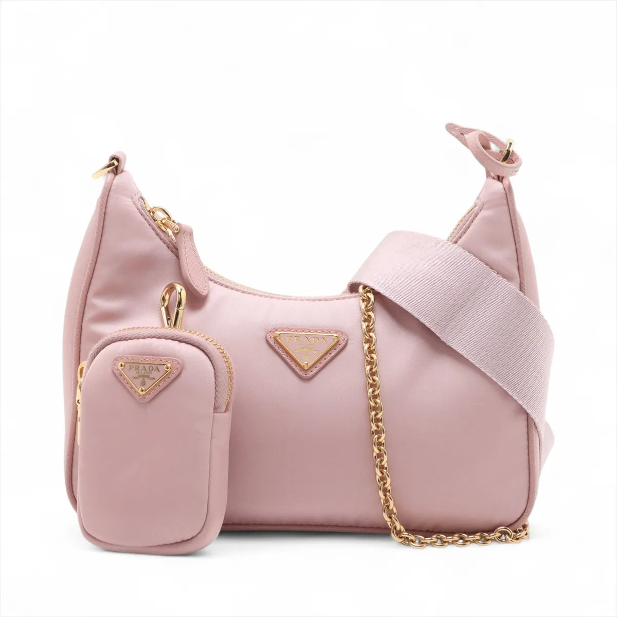 Prada Tessuto nylon x leather 2 Way Shoulder Bag Pink