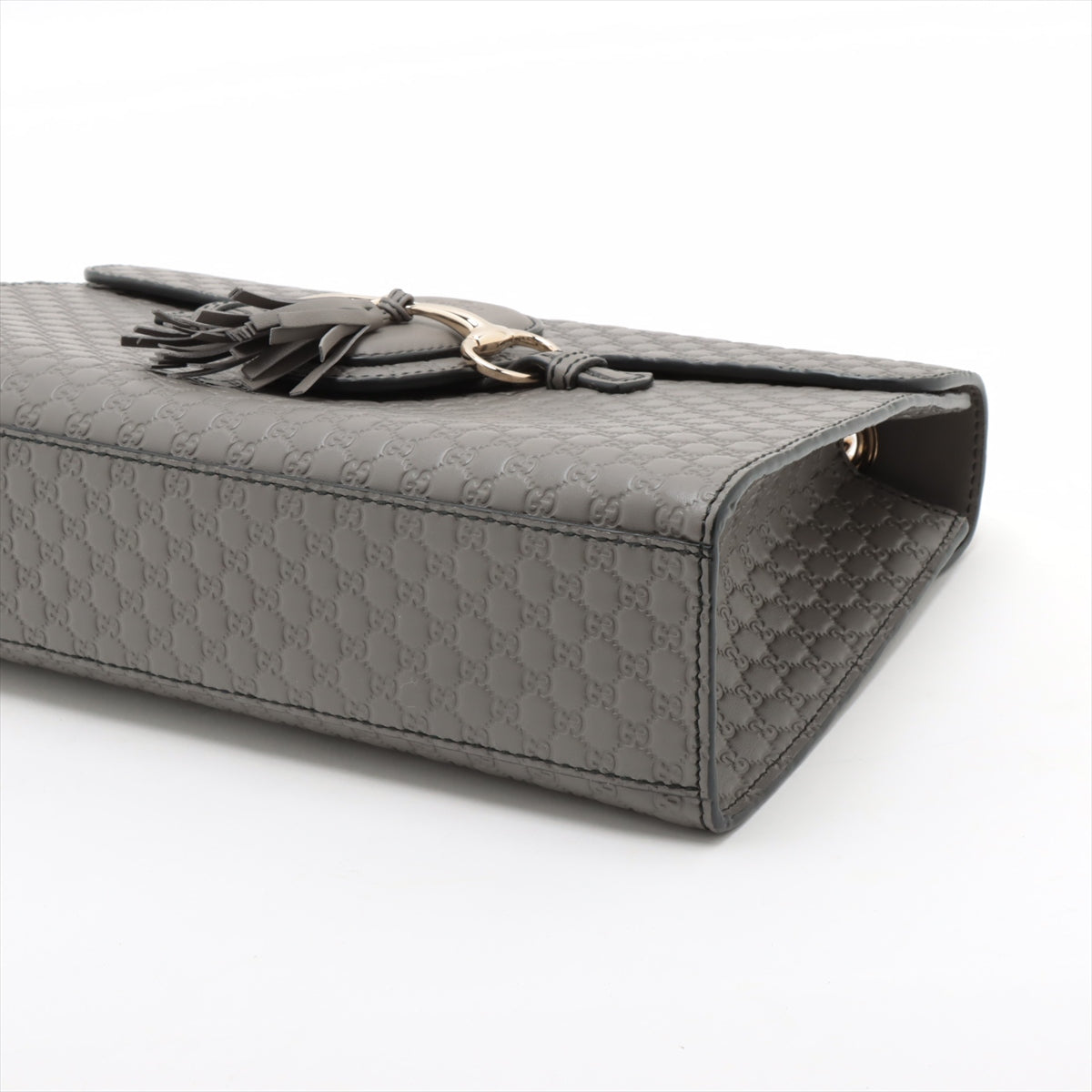 Gucci Micro Guccissima Leather Chain Shoulder Bag Gray 449635