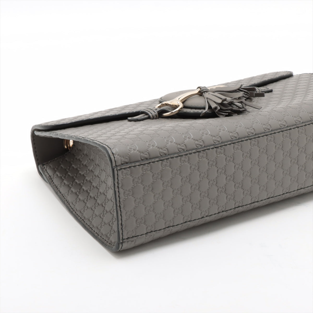 Gucci Micro Guccissima Leather Chain Shoulder Bag Gray 449635
