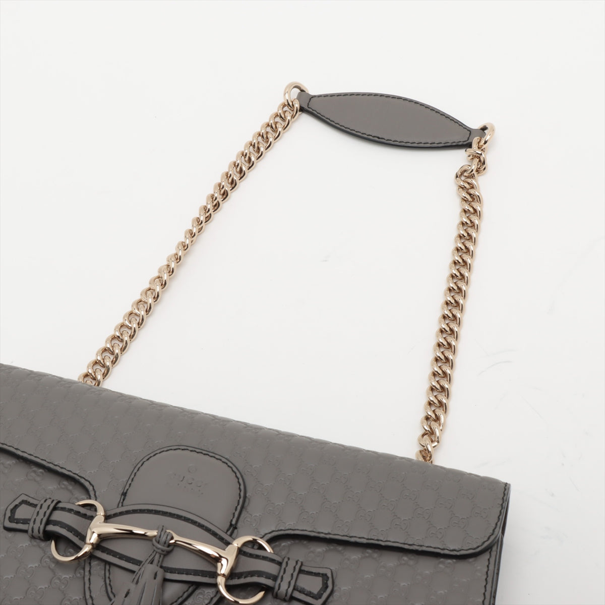 Gucci Micro Guccissima Leather Chain Shoulder Bag Gray 449635