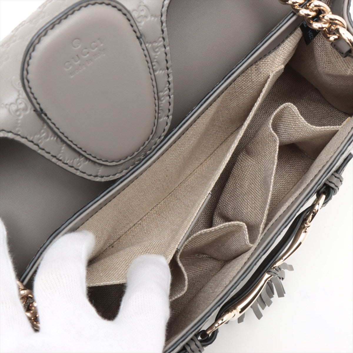 Gucci Micro Guccissima Leather Chain Shoulder Bag Gray 449635