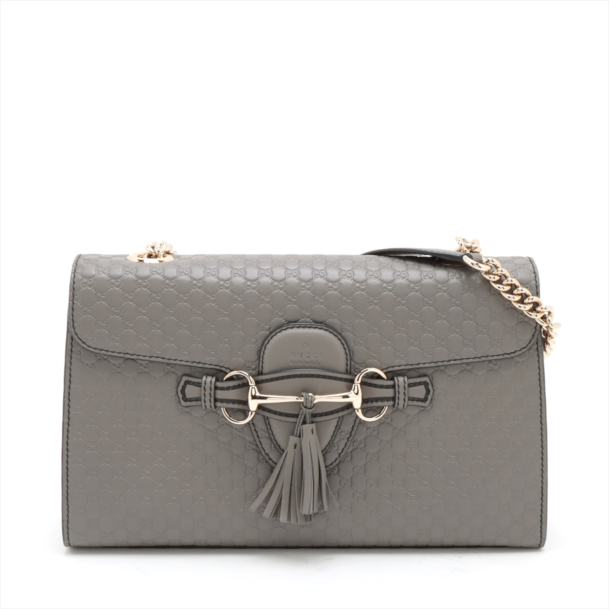 Gucci Micro Guccissima Leather Chain Shoulder Bag Gray 449635