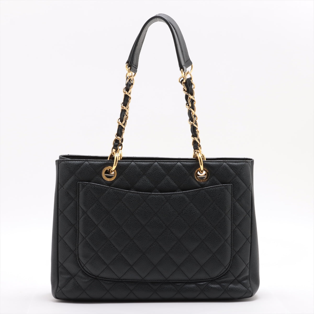 Chanel GST Caviar Skin Chain Tote Bag Black Gold Metal Fittings 16192382