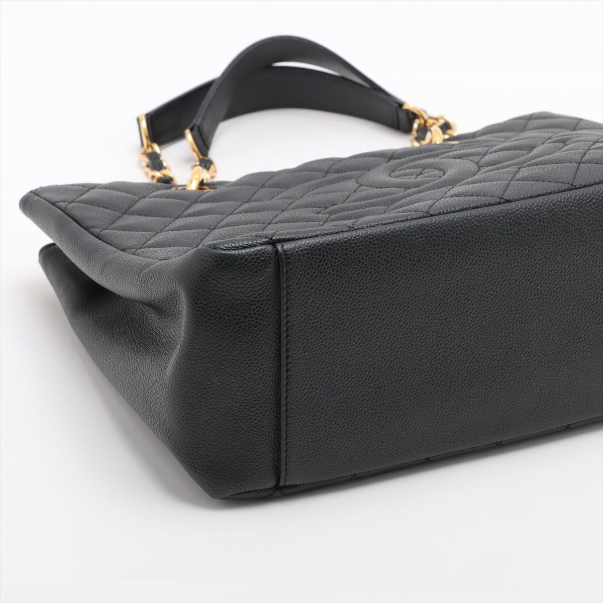 Chanel GST Caviar Skin Chain Tote Bag Black Gold Metal Fittings 16192382