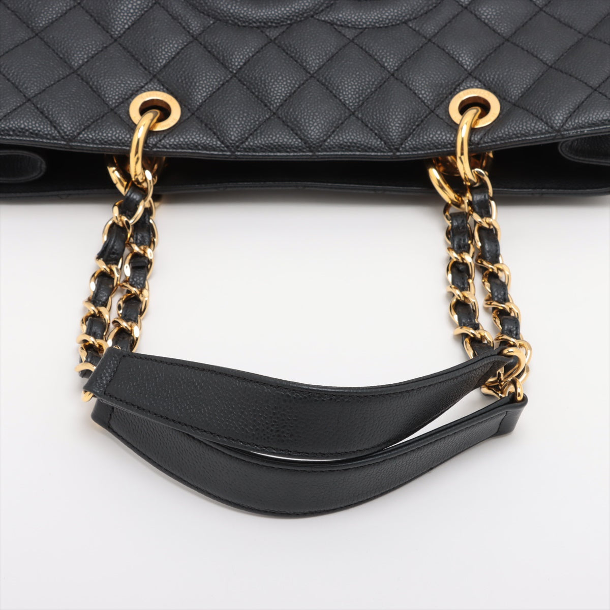 Chanel GST Caviar Skin Chain Tote Bag Black Gold Metal Fittings 16192382