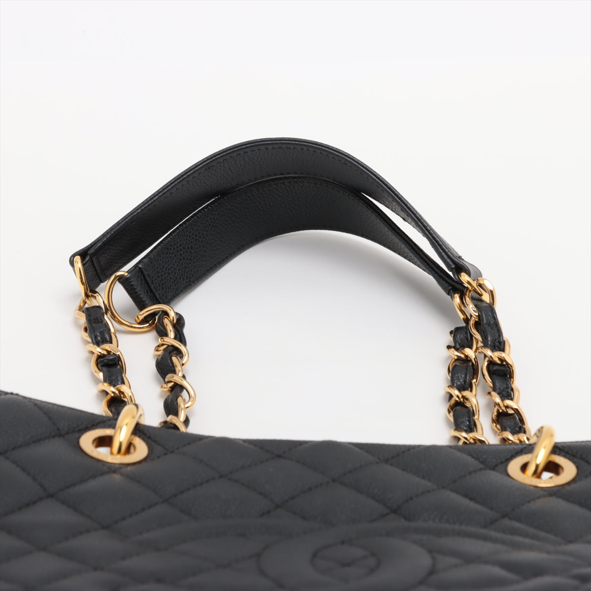 Chanel GST Caviar Skin Chain Tote Bag Black Gold Metal Fittings 16192382