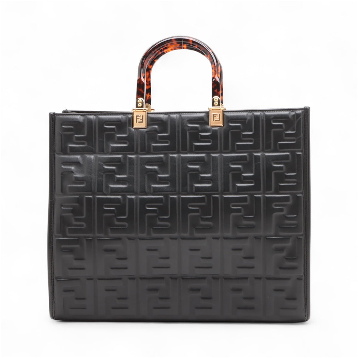 Fendi Sunshine Leather 2 Way Tote Bag Black 8BH386