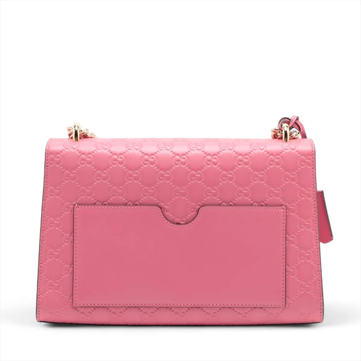 Gucci Guccissima Padlock Leather Chain Shoulder Bag Pink 409486