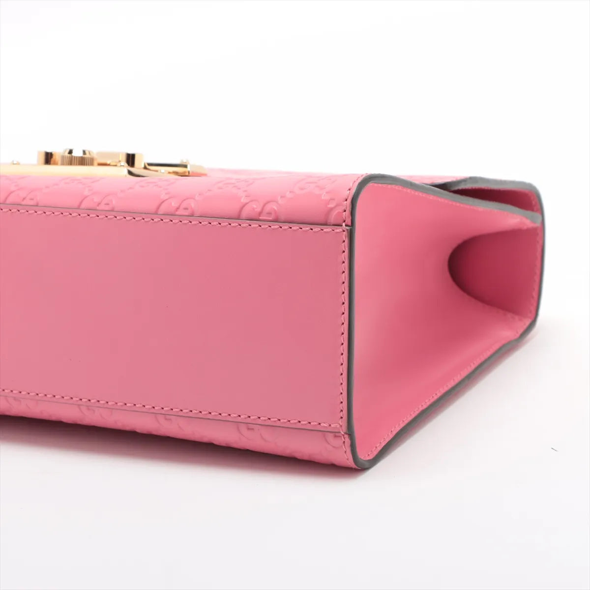 Gucci Guccissima Padlock Leather Chain Shoulder Bag Pink 409486