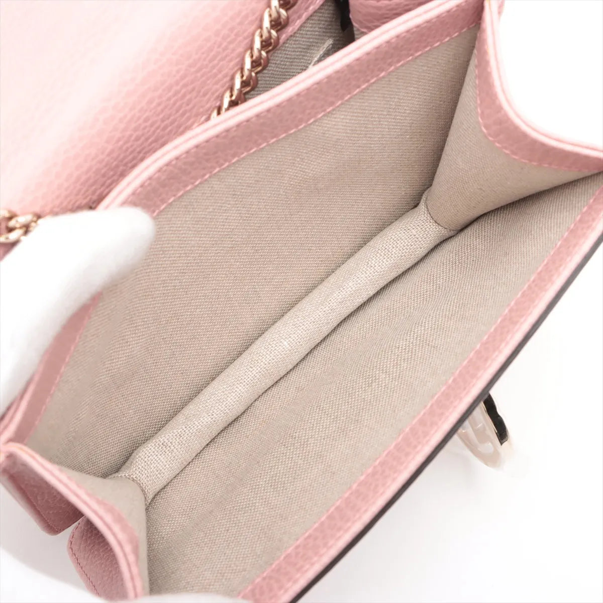 Gucci Interlocking G Leather Chain Shoulder Bag Pink