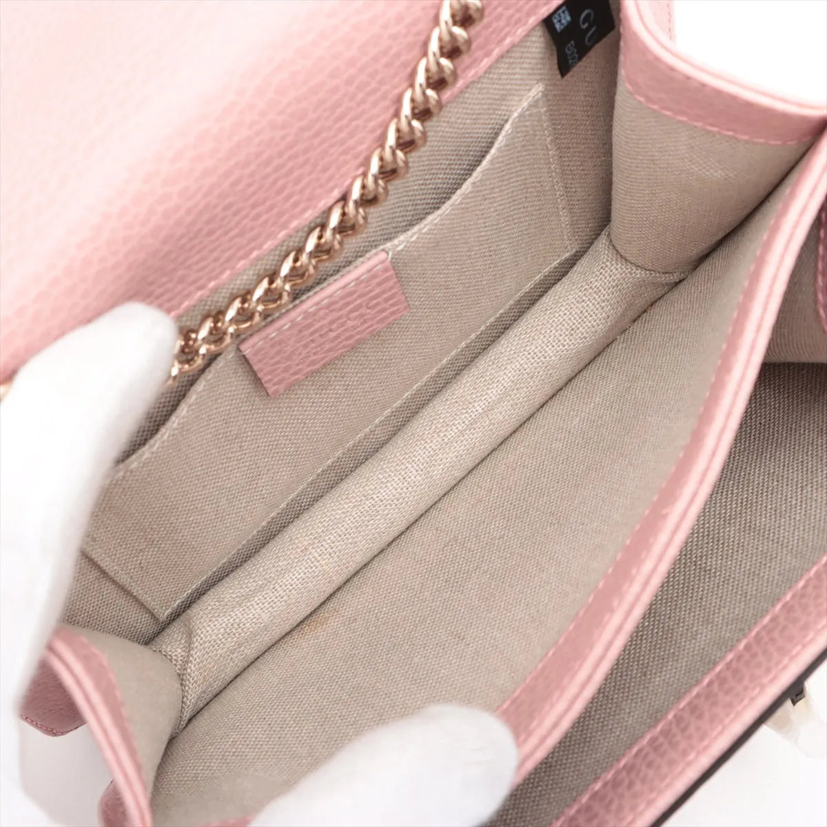 Gucci Interlocking G Leather Chain Shoulder Bag Pink