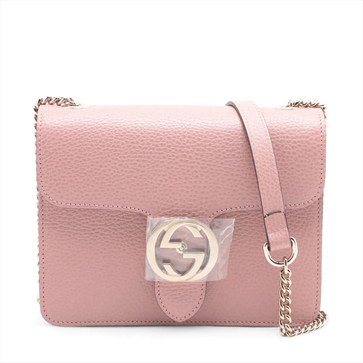 Gucci Interlocking G Leather Chain Shoulder Bag Pink