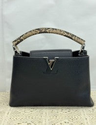 Louis Vuitton Black/Python Capucines MM with strap