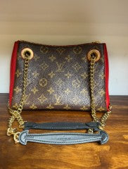 LOUIS VUITTON red monogram pallas small tote gold hardware