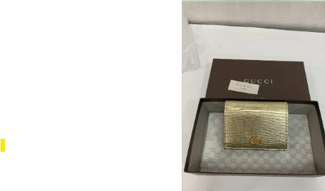 Gucci gold emboss lizard leather card holder 456126-0416
