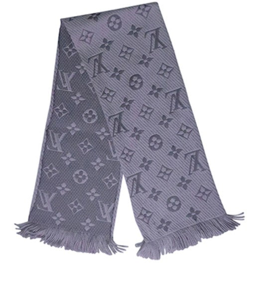 Louis Vuitton grey logo mania scarf with tag