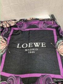 Loewe black scarf pink-purple butterfly print