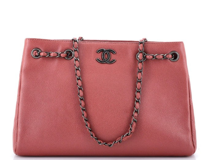 Chanel Woven Chain Shopping Tote Caviar Medium