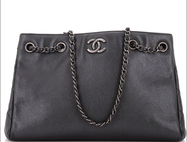 Chanel Woven Chain Shopping Tote Caviar Medium