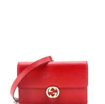 Gucci Interlocking Wallet on Chain Leather