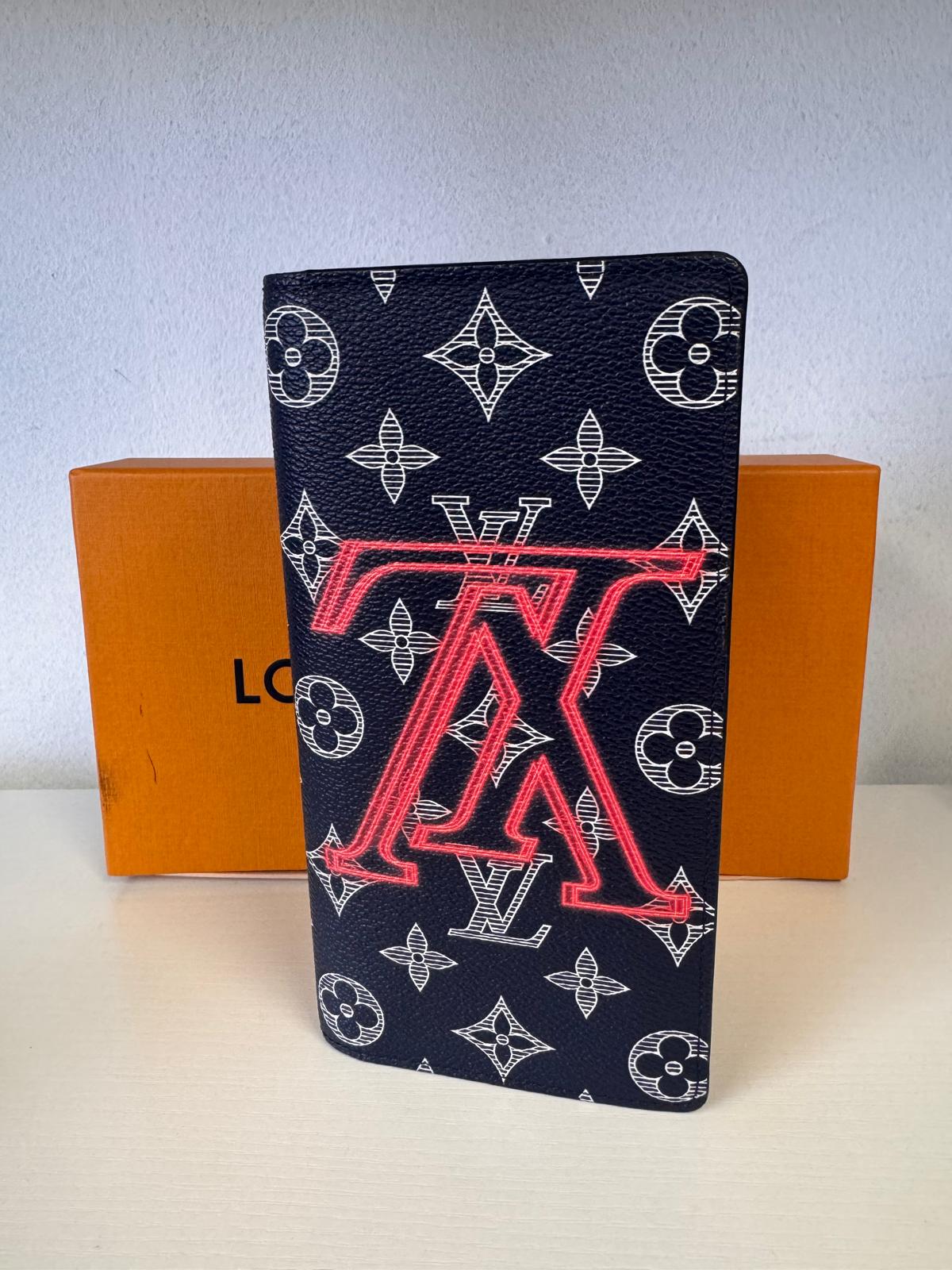 LOUIS VUITTON Monogram Titanium Upside Down Brazza Wallet - Full Set